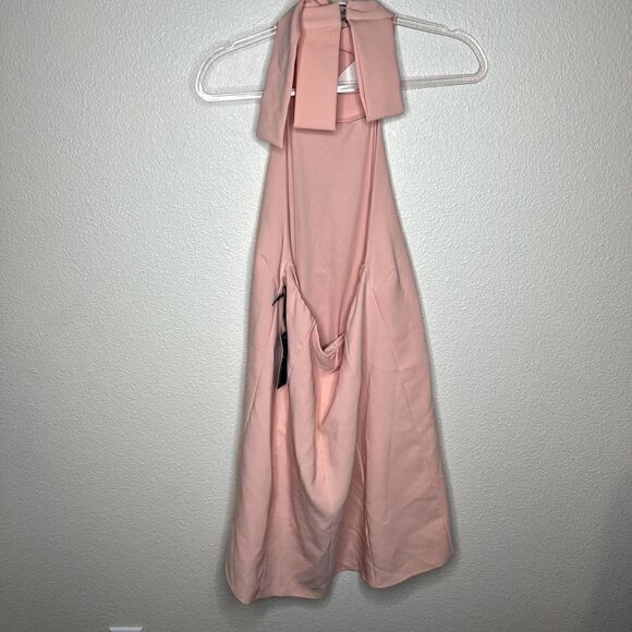 Lulus Pink High Neck Halter Neck Tie Mini Dress Size Large - Picture 3 of 6